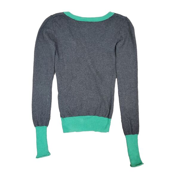 Vintage Y2K Deep V-neck Sweater Cashmere Blend Preppy Bella Swan Elena Gilbert - Picture 2 of 7